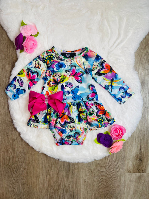 Bowtism Exclusive Baby Butterfly Romper with Matching Bow - Bowtism